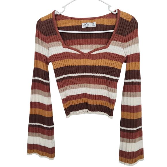 Hollister Bell Sleeve Striped Knit Sweater Top XS Y2K Retro - Picture 1 of 8